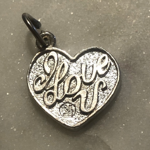 VTG Sterling Silver I Love You Heart Miniature Charm Bracelet Charm 15mm - Picture 2 of 3